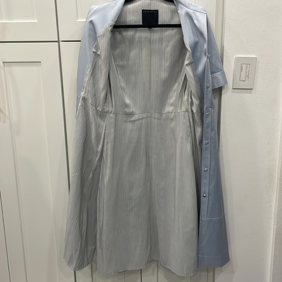 Ross Mayer Light Blue Satin Midi Button Up Dress Size 6 - Picture 16 of 16